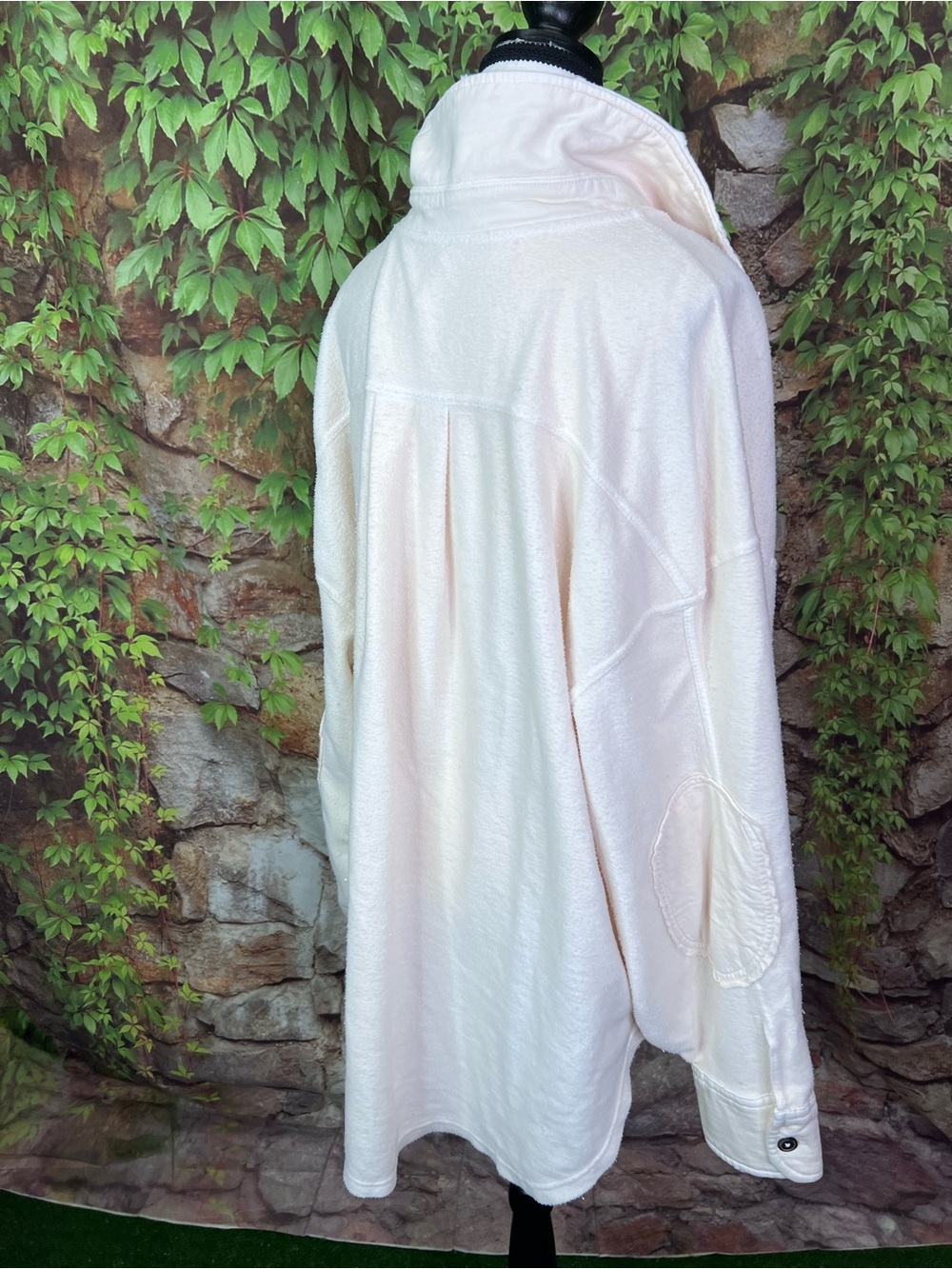 FREE PEOPLE Cream Ruby Style Distressed Oversized Bohemian Shacket, M - Picture 10 of 16
